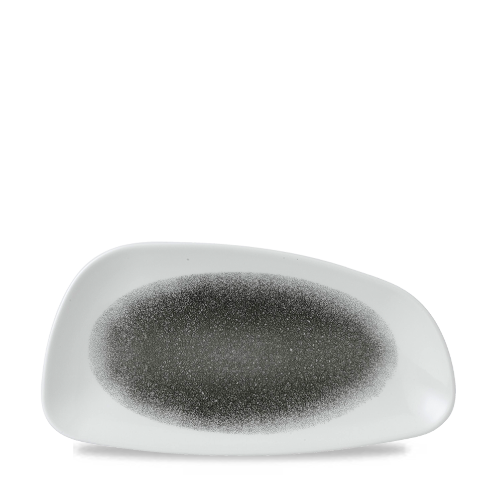 Churchill Super Vitrified Chefs Plates Raku Quartz Black Geo Platte 30X15.5Cm, 12 Stück