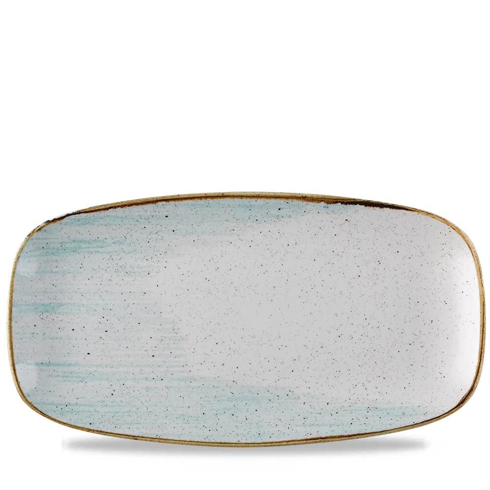 Churchill Super Vitrified Stonecast Accents Duck Egg Blue Chefs Oblong Platte 35.5cm x 18.9cm, 6 Stück, Entenei, Langgezogen