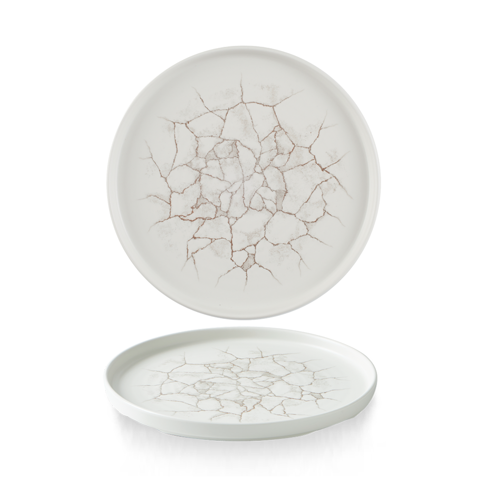 Churchill Super Vit Studio Prints Kintsugi Flache Teller mit Steilrand, stapelbar, 21 cm, 6 Stück, Agate Grau, rund
