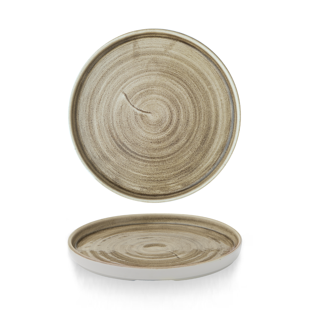 Churchill Super Vit Stonecast Patina Flache Teller mit Steilrand, 21 cm, 6 Stück, antiktaupe, rund