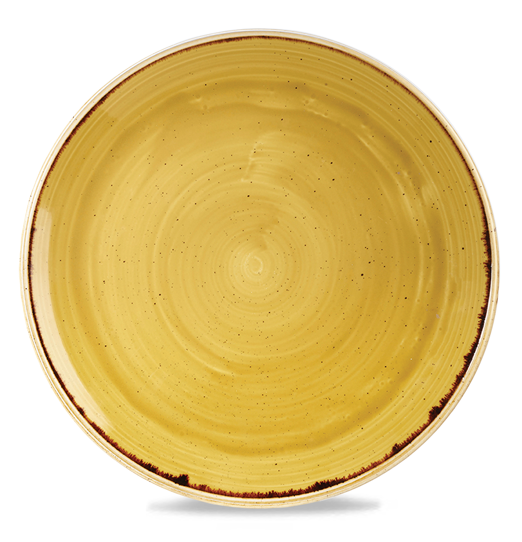 Churchill Super Vitrified Stonecast Mustard Teller Flach Coup 32,4cm, 6 Stück, Senfsamen Gelb, Rund