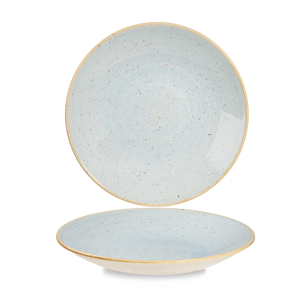 Churchill Super Vitrified Stonecast Duck Egg Teller Tief Coup 25,5cm, 12 Stück, Entenei Blau, Rund