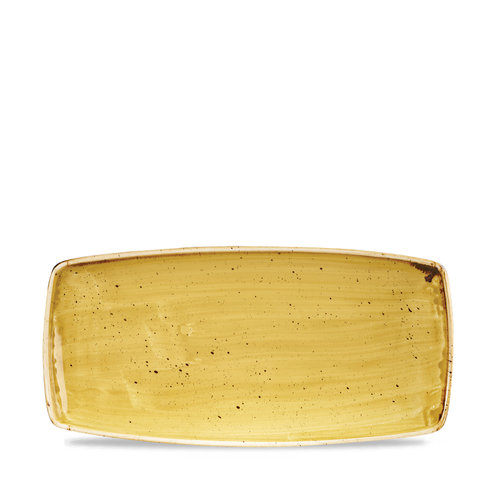 Churchill Super Vitrified Stonecast Mustard Oblong Platte 29,5cm, 12 Stück, Senfsamen Gelb, Rechteck