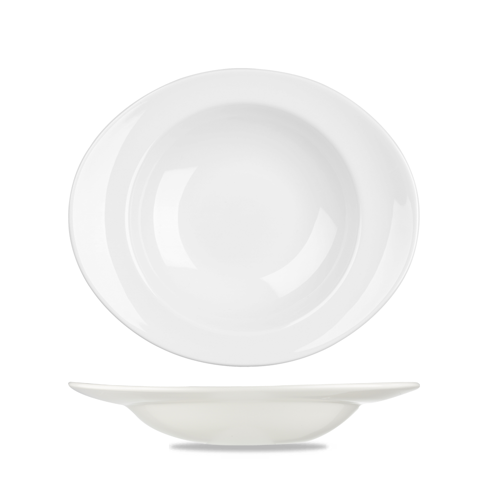 Churchill Super Vitrified Orbit Pasta Teller Oval 31cm, 12 Stück, Weiß