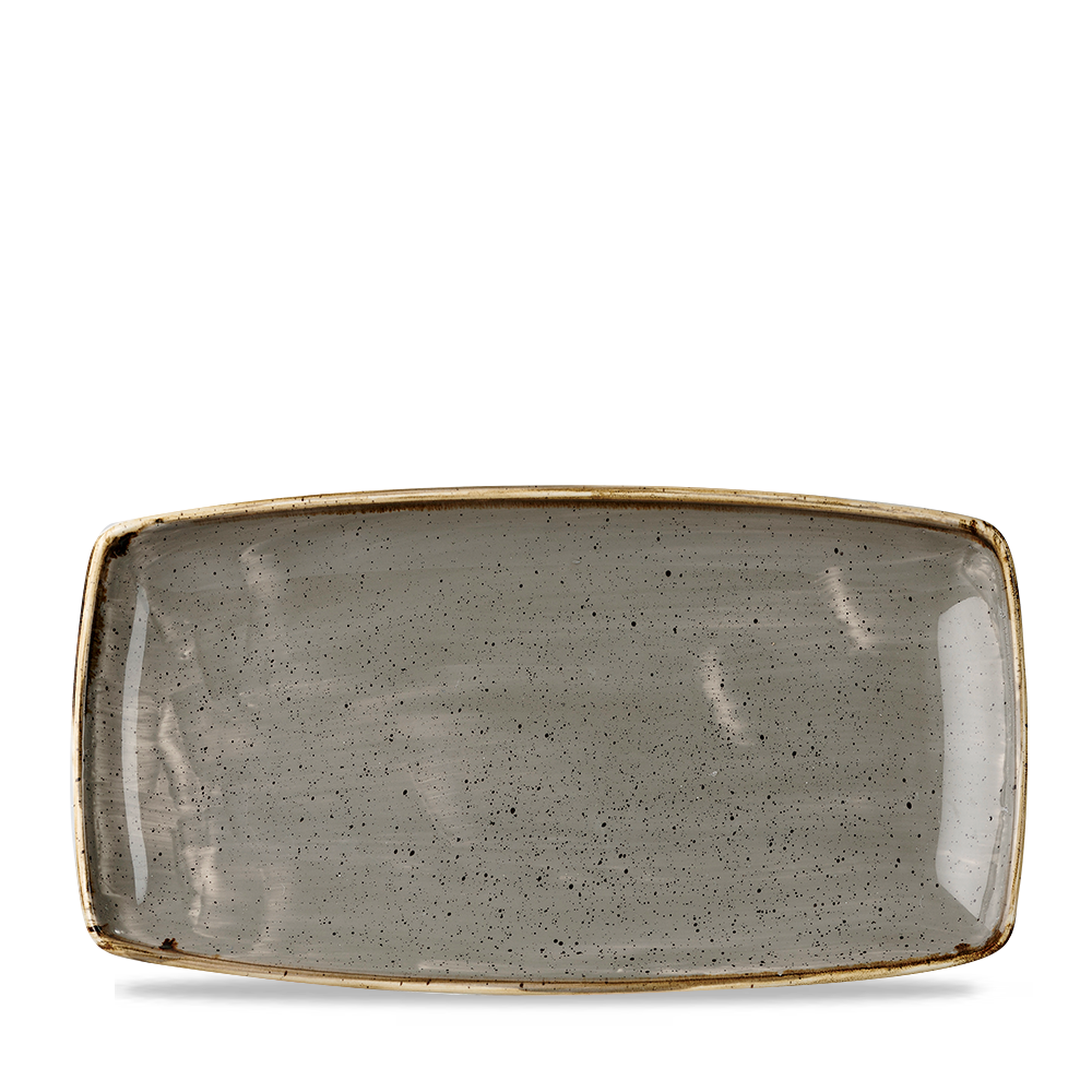 Churchill Super Vitrified Stonecast Peppercorn Oblong Platte 34,5cm, 6 Stück Pfeffergries Rechteck