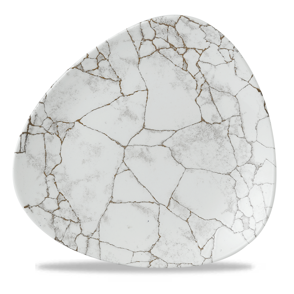 Churchill Super Vitrified Studio Prints Kintsugi Dreiecksteller, 26,5 cm, 12 Stück, Agate Grau