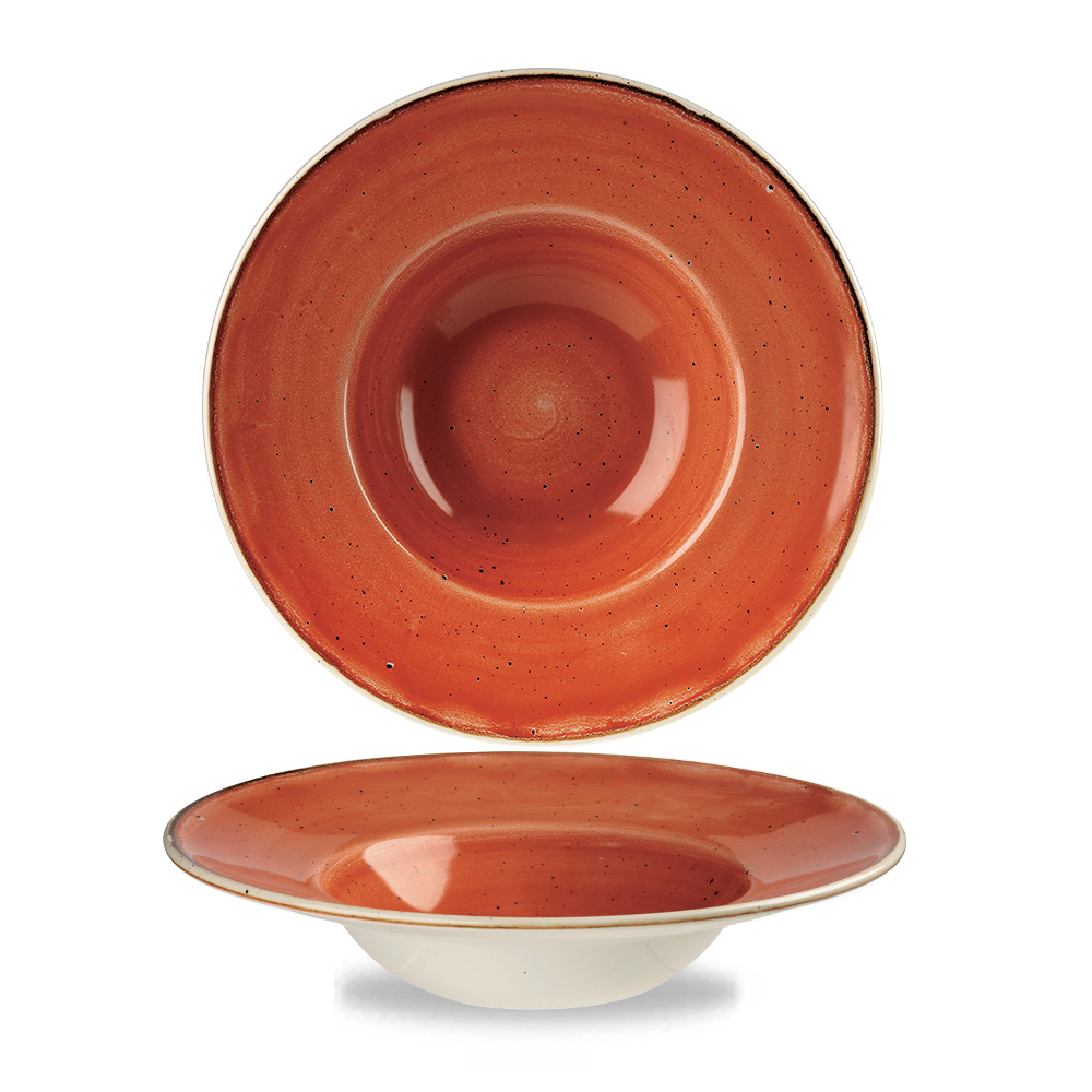 Churchill Super Vitrified Stonecast Orange Teller Tief 24cm 28,4cl, 12 Stück, Gewürzorange, Rund