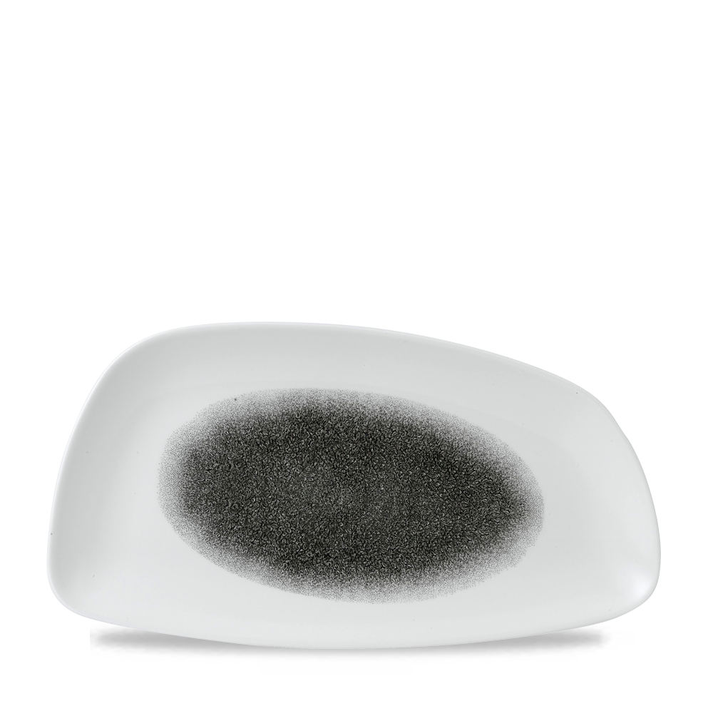 Churchill Super Vitrified Chefs Plates Raku Quartz Black Chefs Geo Platte 35X18.5Cm, 6 Stück Quartz Schwarz Geometrisch