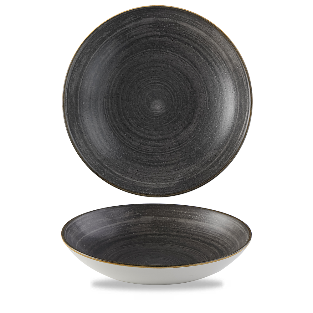 Churchill Super Vitrified Stonecast Raw Black Teller Tief Coup 24,8Cm/ 113,6Cm, 12 Stück, Schwarz, Rund