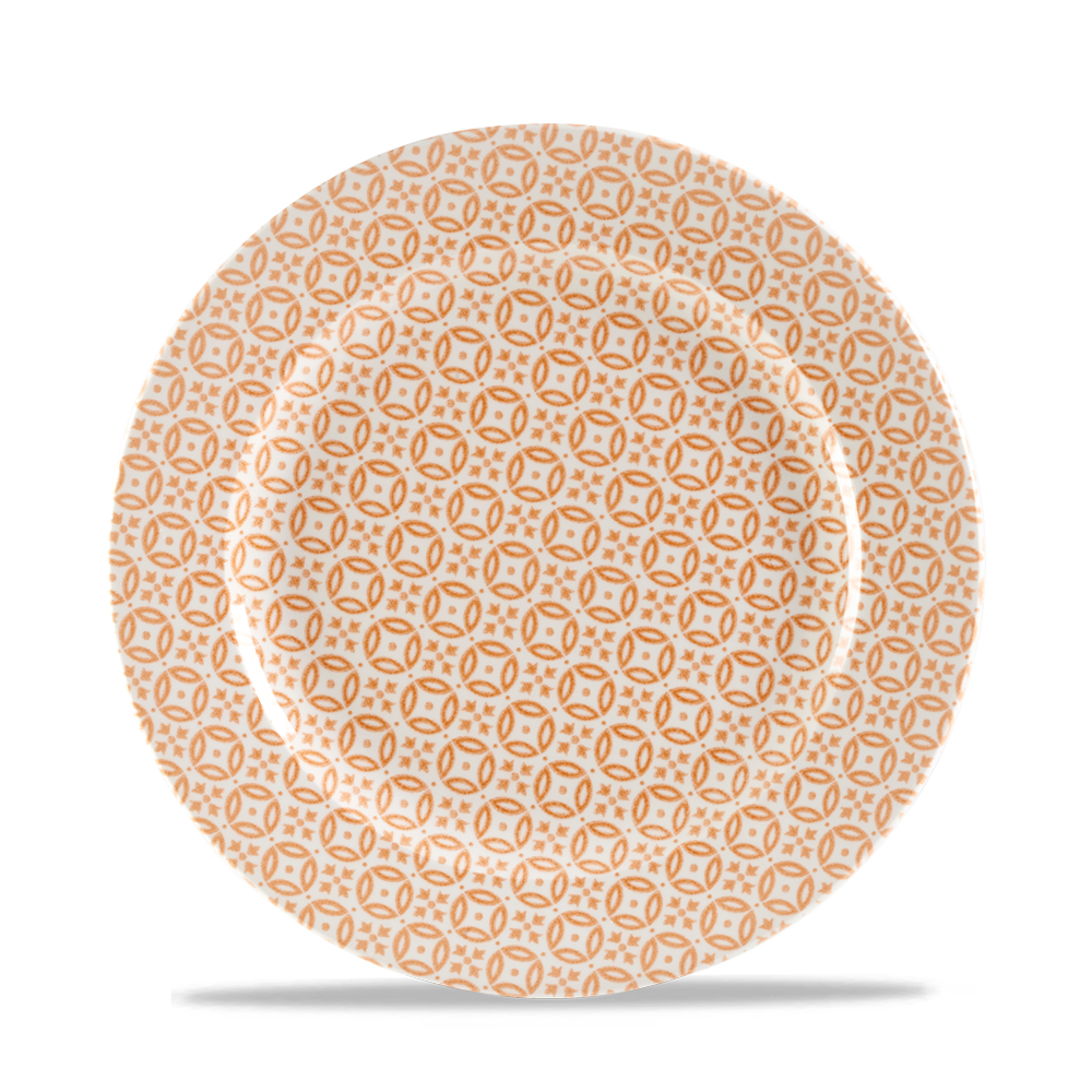 Churchill Super Vitrified Moresque Prints Coral Flache Teller 27,6 cm, 12 Stück Moresque Orange Rund