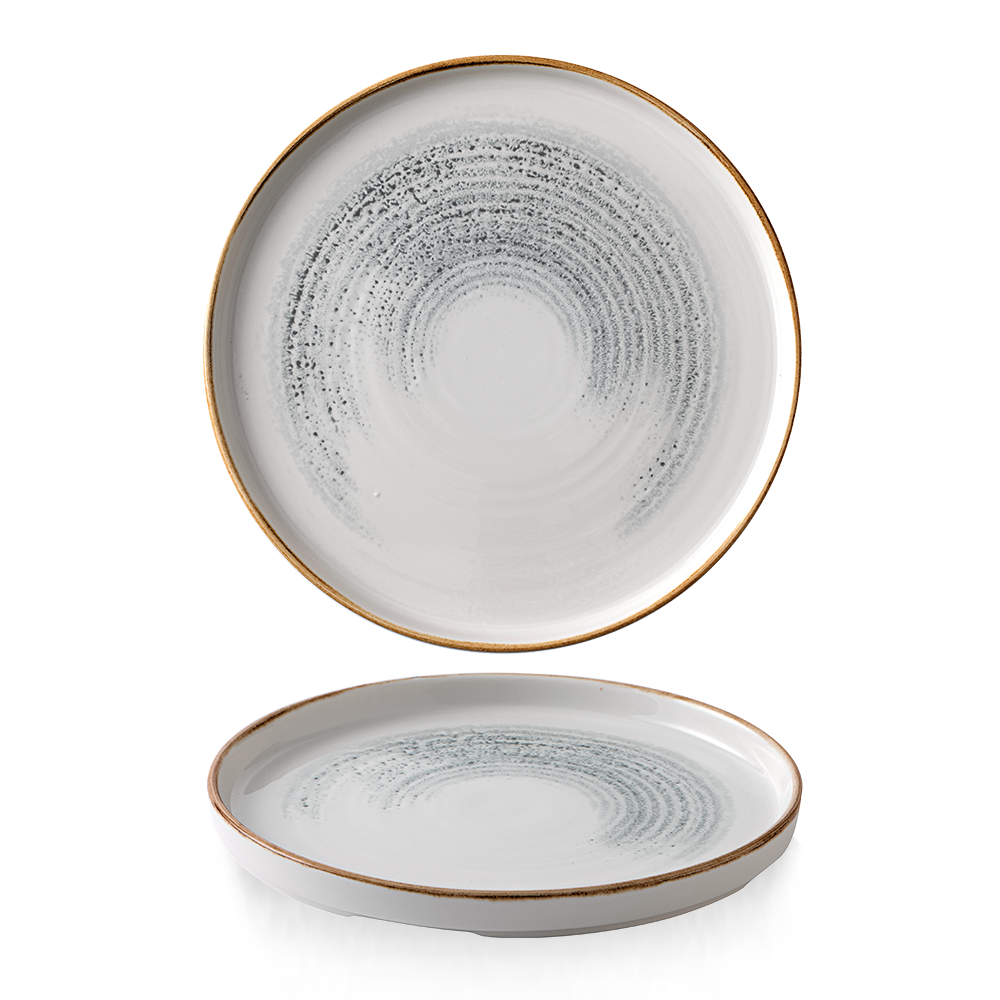 Churchill Super Vitrified Homespun Accents Flache Teller mit Steilrand, 26 cm, 6 Stück, Jasper Grau, rund