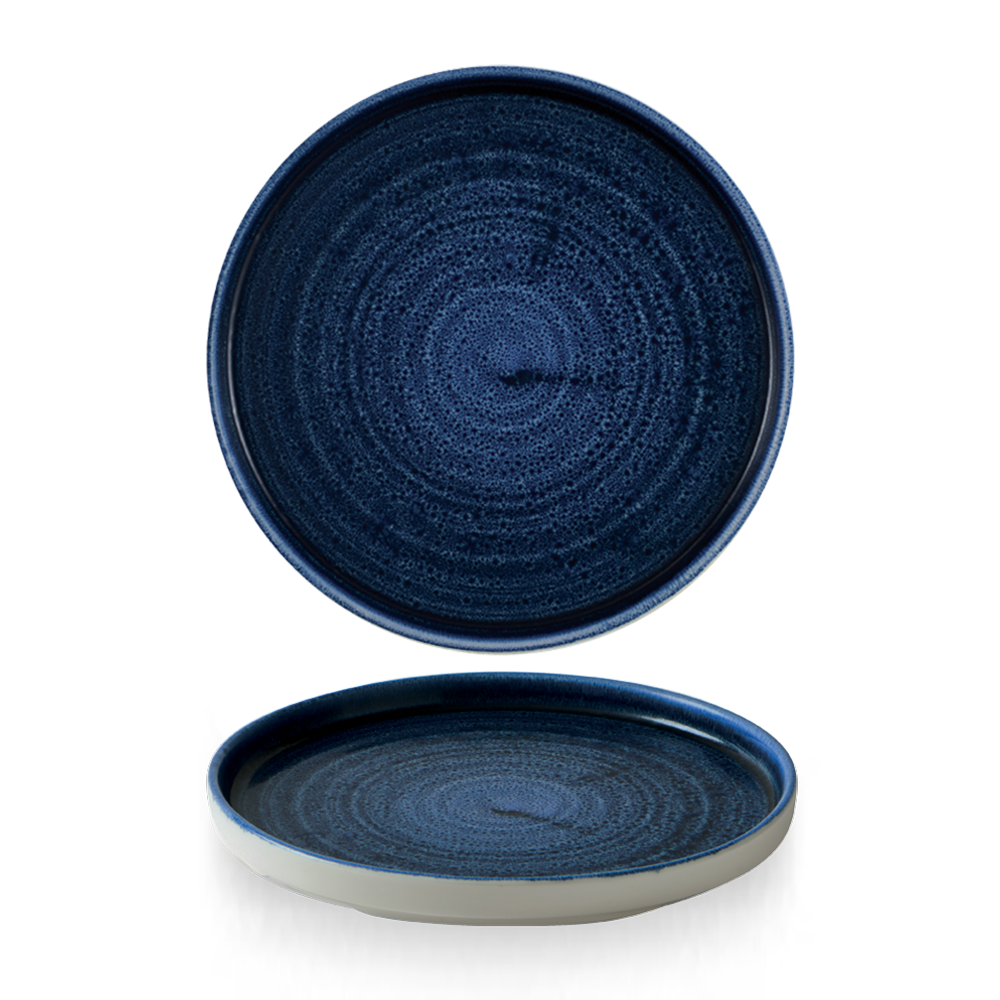 Churchill Super Vit Stonecast Plum Flache Teller mit Steilrand, 26 cm, 6 Stück, Plume Ultramarin, rund