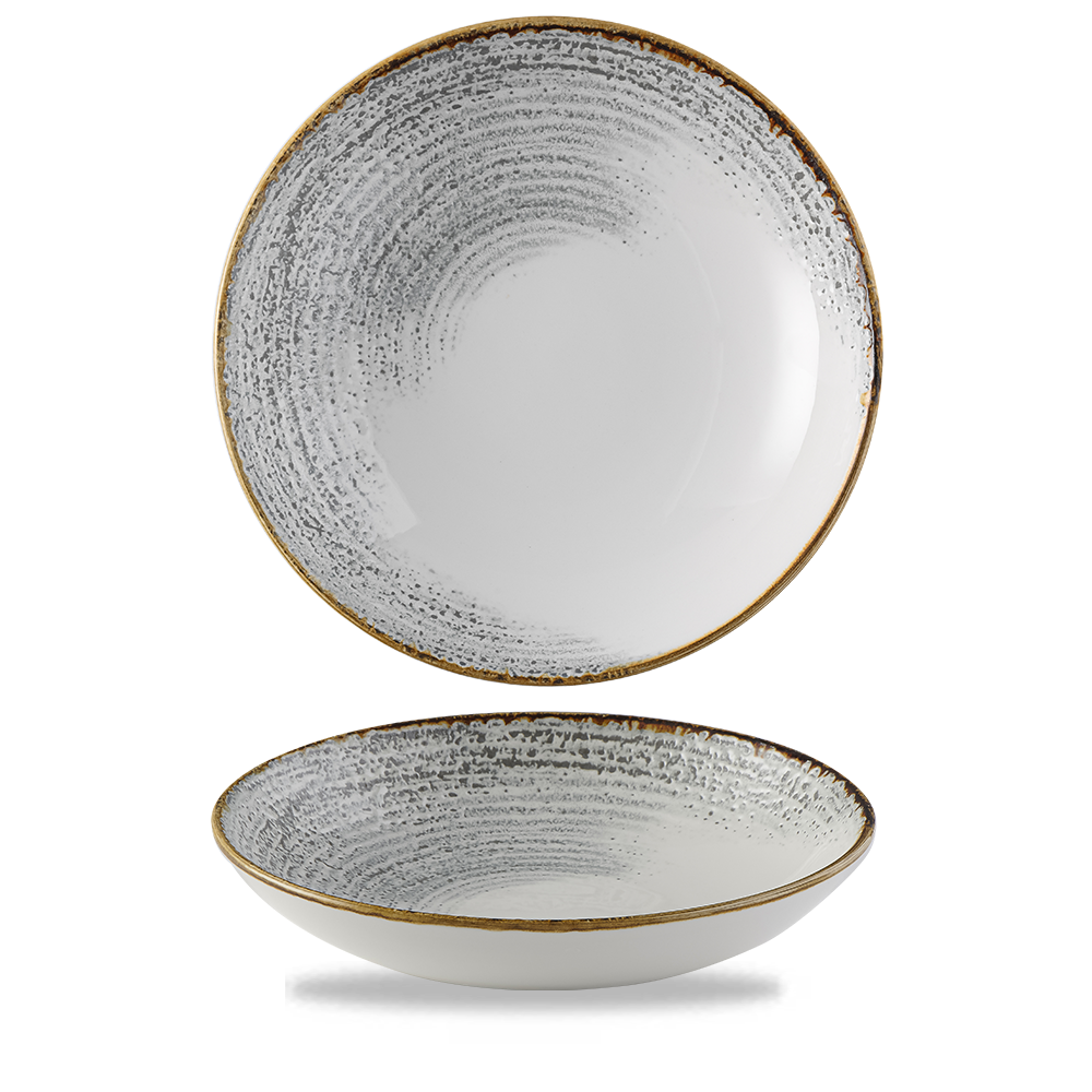 Churchill Super Vitrified Studio Prints Homespun Accents Teller Tief Coup 24,8 cm, 12 Stück Jasper Grau Rund