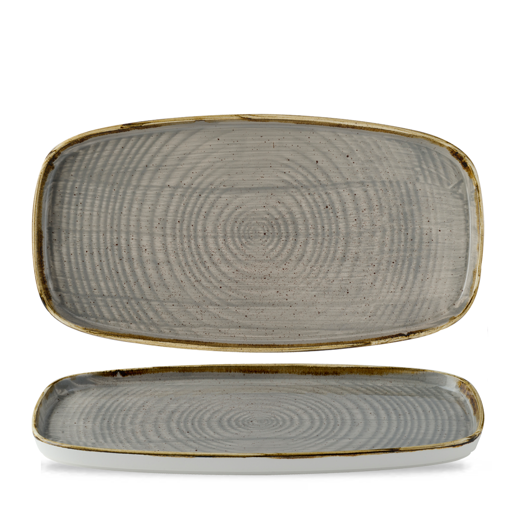 Churchill Super Vitrified Stonecast Peppercorn Grey Chefs' Walled Oblong Plate 30 x 15.4cm 11 3/4" x 6" H: 2cm, 6 Stück