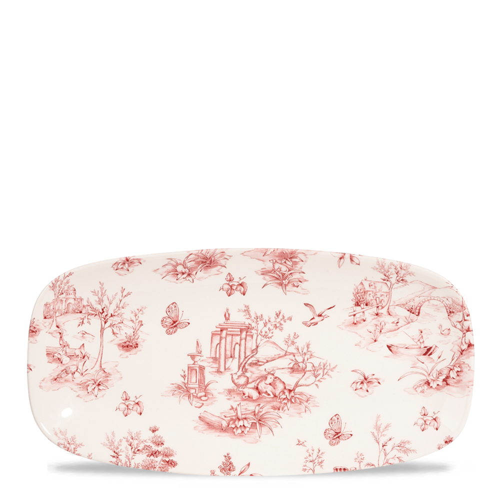 Churchill Super Vitrified Vintage Prints Cranberry Toile Chefs Oblong Platte 29.8X 15.3Cm, 12 Stück