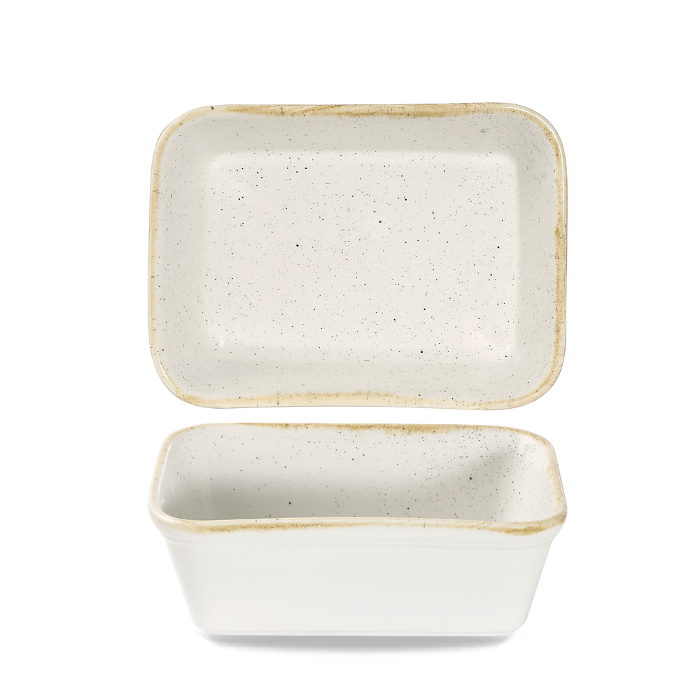 Churchill Super Vitrified Stonecast Barley White Lasagne Rechteck, 16 x 12 x 5 cm, 12 Stück