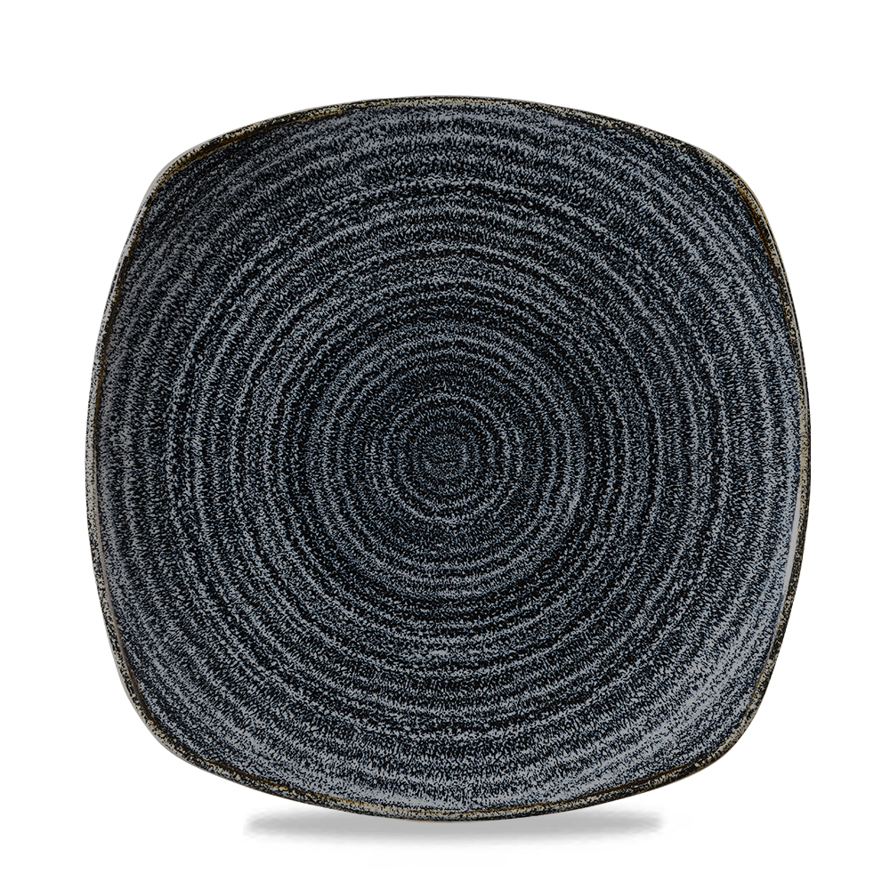 Churchill Super Vitrified Studio Prints Homespun Charcoal Black Teller Quadrat 25,2cm, 12 Stück