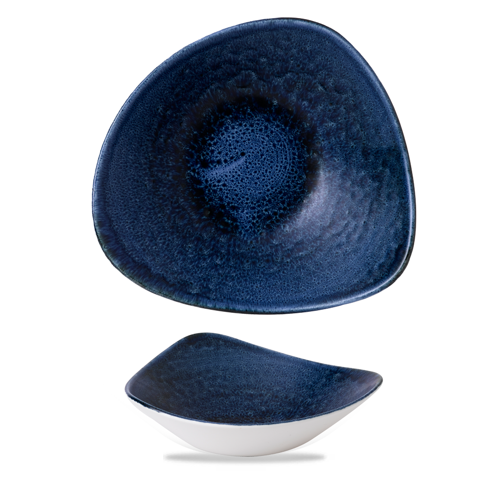 Churchill Super Vitrified Stonecast Plume Ultramarine Bowl Dreieck, 23,5 cm / 60 cl, 12 Stück